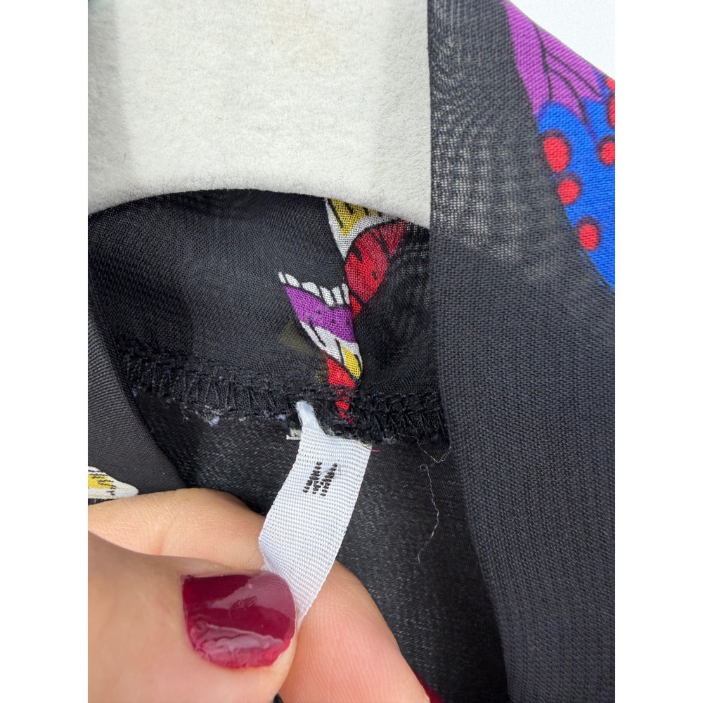 Unbranded Butterfly Print Sheer Kimono‎ Wrap Women Medium Black Multi Open Front - Picture 2 of 7
